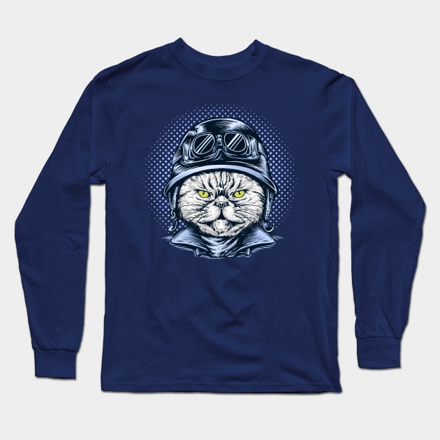 Biker cat Long Sleeve T-Shirt by AdriaStore1